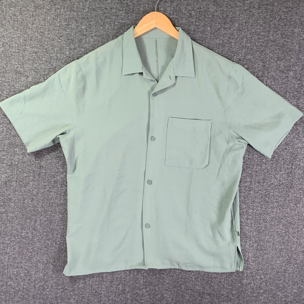 Lululemon Airing Easy Camp Shirt Men 2XL Green Short Sleeve Stretch Performance